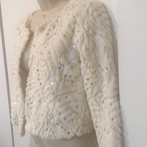 Fuzzy/Glitter Cropped Jacket